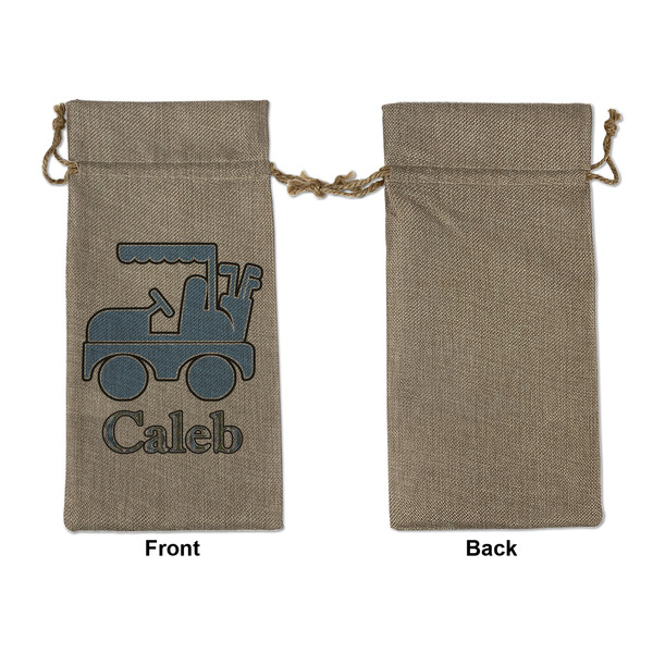 Blue Argyle Large Burlap Gift Bags - Front Approval