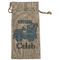 Blue Argyle Large Burlap Gift Bag - Front (Personalized)