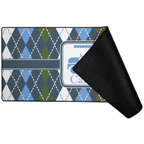 Blue Argyle Large Gaming Mats - FRONT W/ FOLD