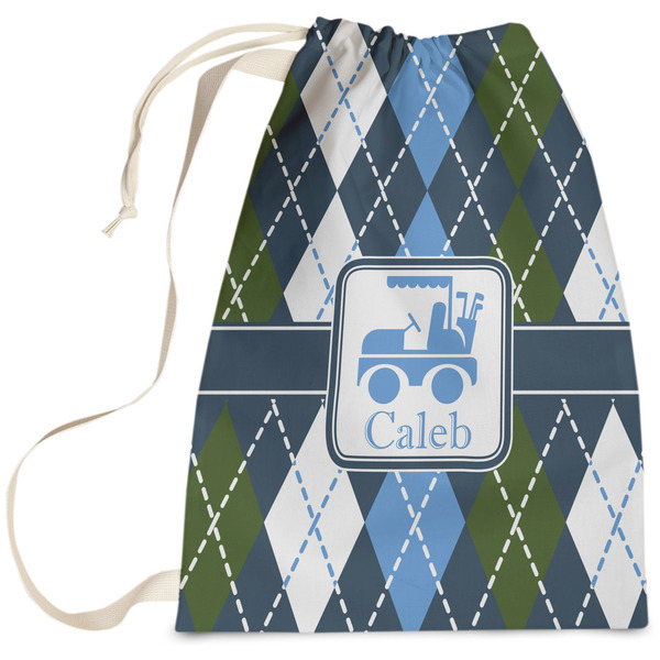 Custom Blue Argyle Laundry Bag - Large (Personalized)