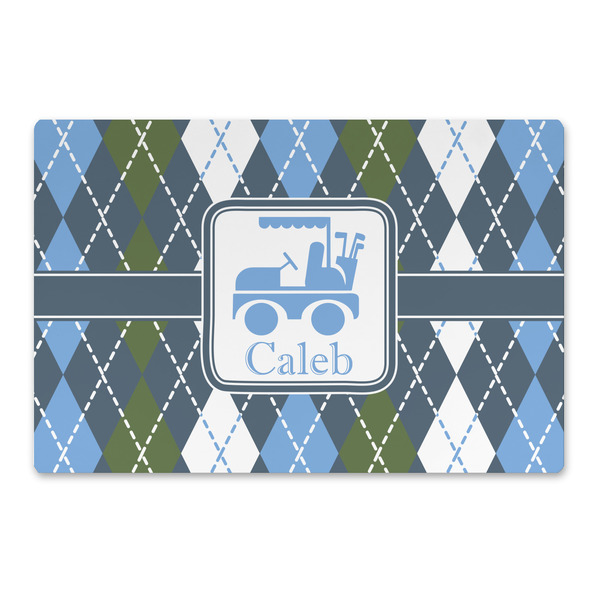Custom Blue Argyle Large Rectangle Car Magnet (Personalized)