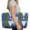 Blue Argyle Large Rope Tote Bag - In Context View