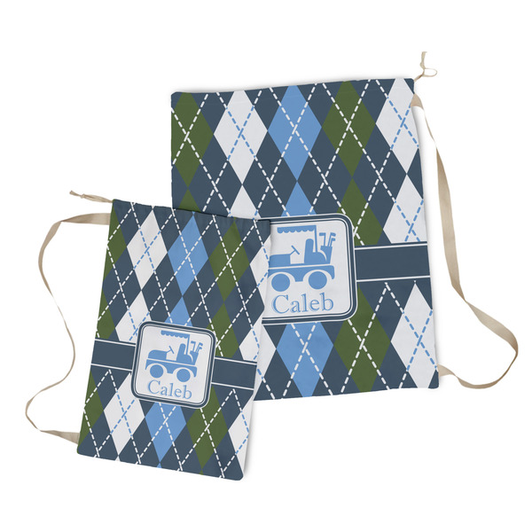 Blue Argyle Laundry Bag - Both Bags