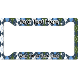 Blue Argyle License Plate Frame - Style A (Personalized)