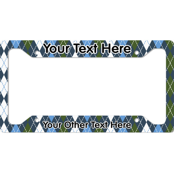 Custom Blue Argyle License Plate Frame - Style A (Personalized)