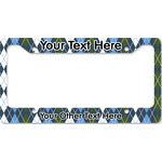 Blue Argyle License Plate Frame - Style B (Personalized)