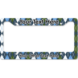 Blue Argyle License Plate Frame - Style B (Personalized)