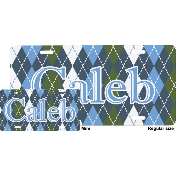 Blue Argyle License Plate (Sizes)