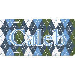 Blue Argyle Front License Plate (Personalized)