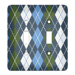 Blue Argyle Light Switch Cover (2 Toggle Plate) (Personalized)