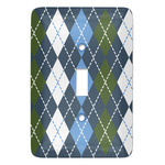 Blue Argyle Light Switch Cover (Single Toggle)