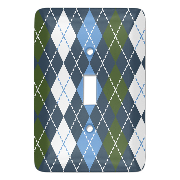 Custom Blue Argyle Light Switch Cover (Single Toggle)