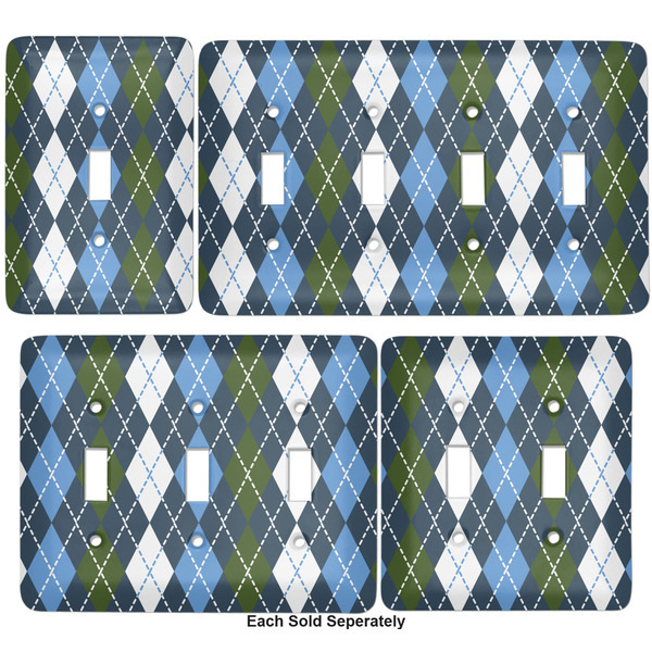 Blue Argyle Light Switch Covers all sizes