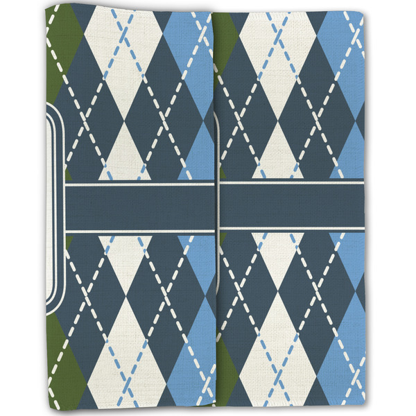 Blue Argyle Linen Placemat - Folded Half (double sided)