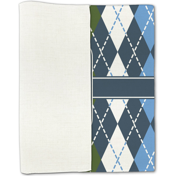 Blue Argyle Linen Placemat - Folded Half