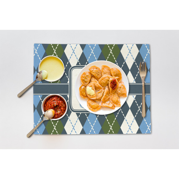 Blue Argyle Linen Placemat - Lifestyle (single)