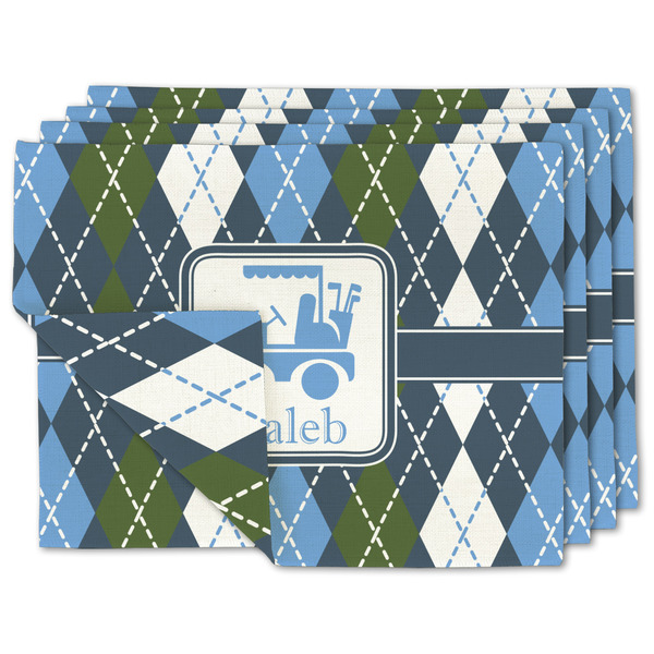 Custom Blue Argyle Linen Placemat w/ Name or Text