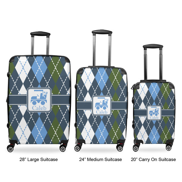 Blue Argyle Luggage Bags all sizes - With Handle