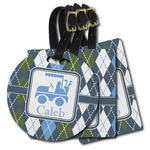 Blue Argyle Plastic Luggage Tag (Personalized)