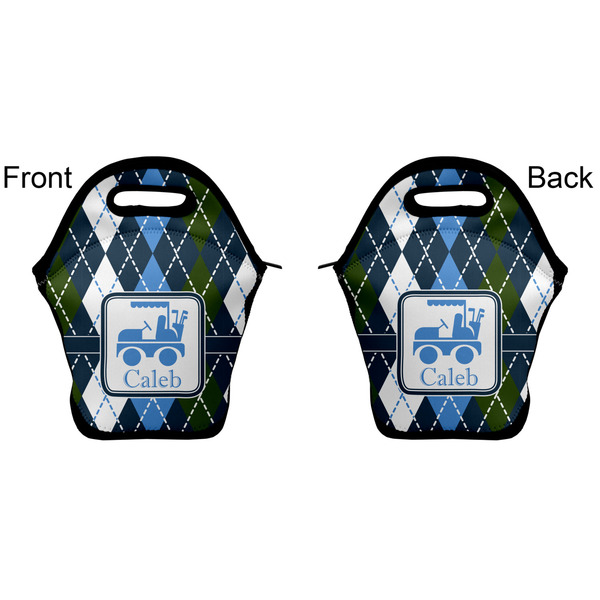 Blue Argyle Lunch Bag - Front and Back