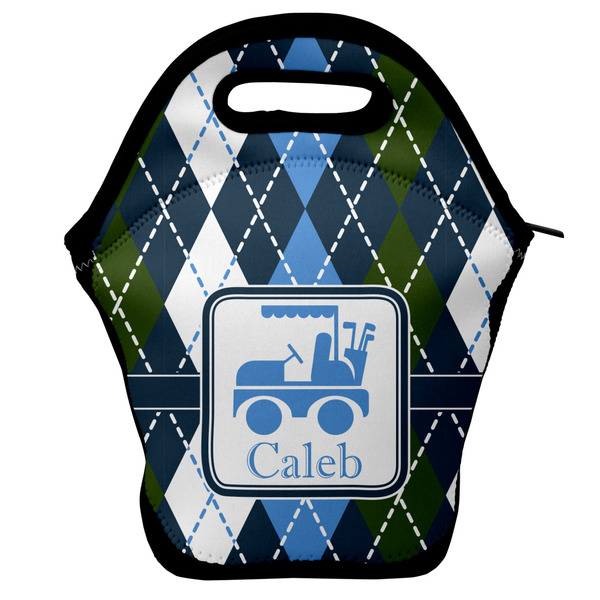 Custom Blue Argyle Lunch Bag w/ Name or Text