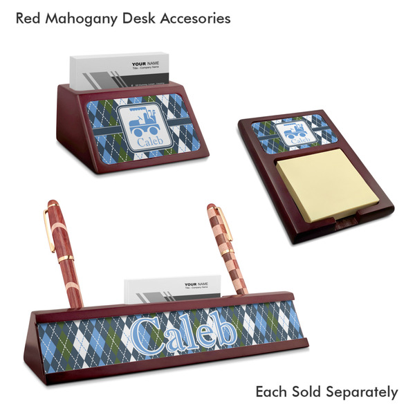 Blue Argyle Mahogany Desk Accessories