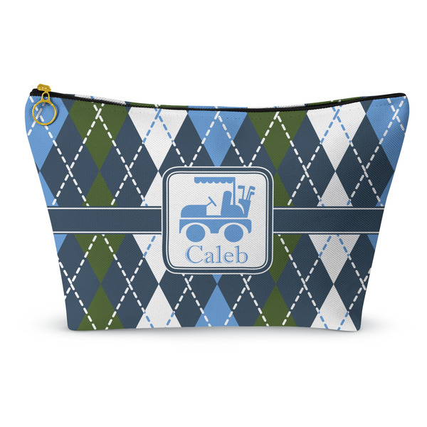 Custom Blue Argyle Makeup Bag - Small - 8.5"x4.5" (Personalized)