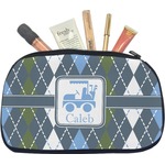 Blue Argyle Makeup / Cosmetic Bag - Medium (Personalized)