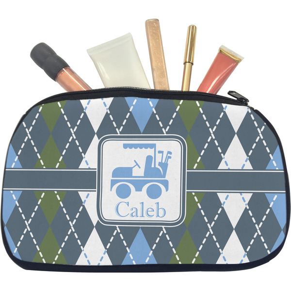 Blue Argyle Makeup Bag Medium
