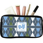Blue Argyle Makeup / Cosmetic Bag - Small (Personalized)