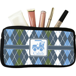 Blue Argyle Makeup / Cosmetic Bag (Personalized)