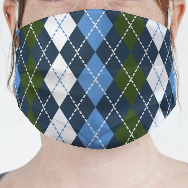 Custom Blue Argyle Face Mask Cover