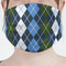 Blue Argyle Mask - Pleated (new) Front View on Girl
