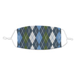Blue Argyle Kid's Cloth Face Mask - Standard