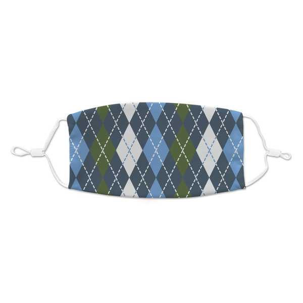 Custom Blue Argyle Kid's Cloth Face Mask - Standard