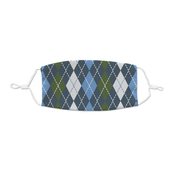 Custom Blue Argyle Kid's Cloth Face Mask - XSmall