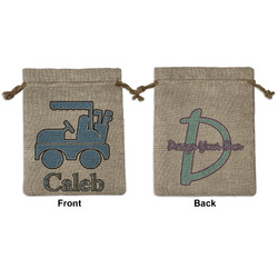Blue Argyle Medium Burlap Gift Bag - Front & Back (Personalized)