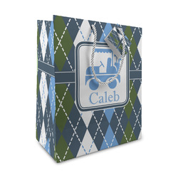 Blue Argyle Medium Gift Bag (Personalized)