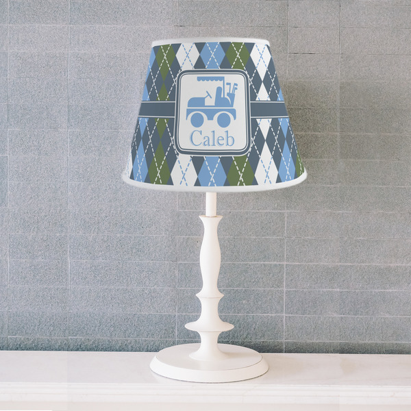 Blue Argyle Poly Film Empire Lampshade - Lifestyle