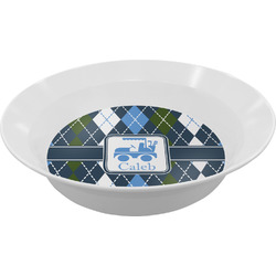 Blue Argyle Melamine Bowl (Personalized)