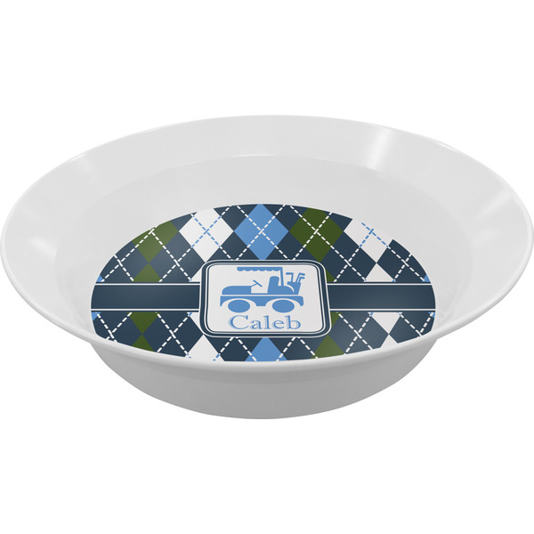 Custom Blue Argyle Melamine Bowl (Personalized)