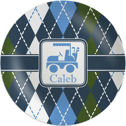 Blue Argyle Melamine Plate (Personalized)