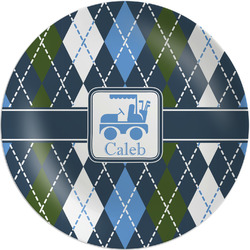 Blue Argyle Melamine Plate - 10" (Personalized)