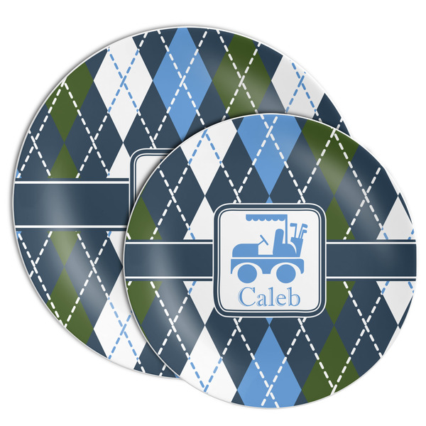 Blue Argyle Melamine Plates - PARENT/MAIN