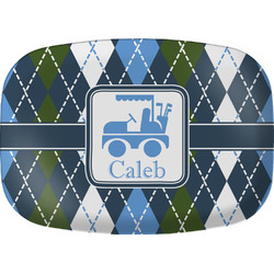 Blue Argyle Melamine Platter w/ Name or Text