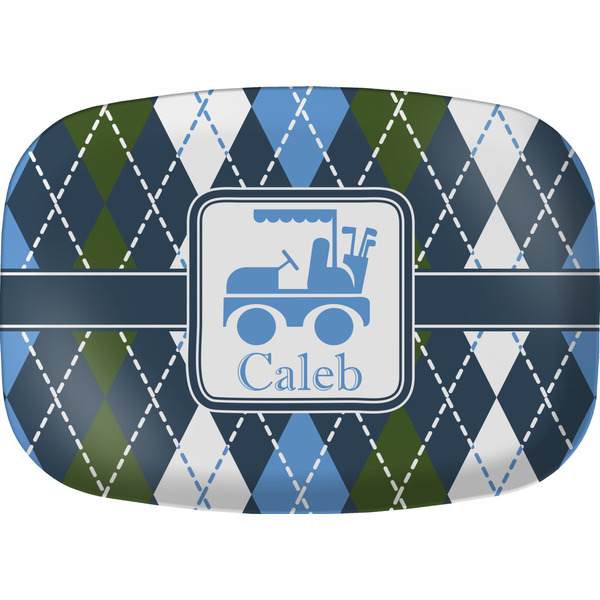Custom Blue Argyle Melamine Platter w/ Name or Text