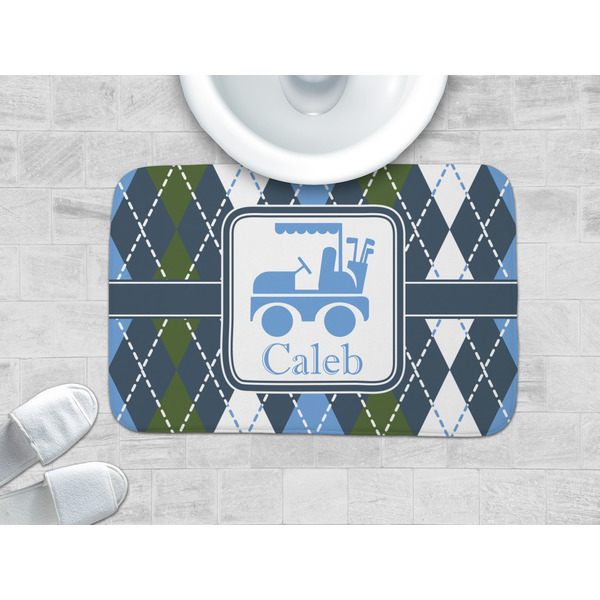 Blue Argyle Memory Foam Bath Mat - LIFESTYLE 34x21