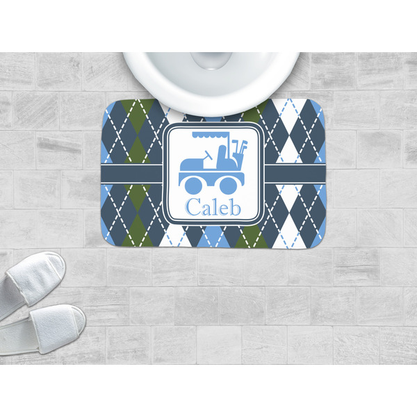 Blue Argyle Memory Foam Bath Mat - LIFESTYLE