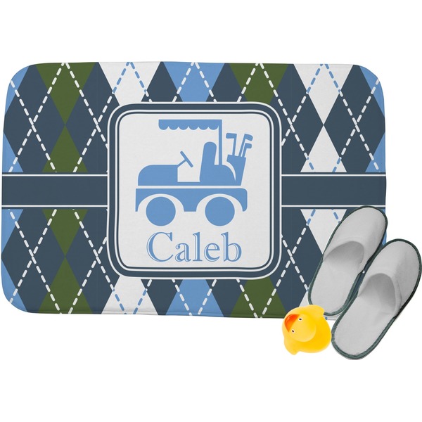 Custom Blue Argyle Memory Foam Bath Mat - 34"x21" (Personalized)