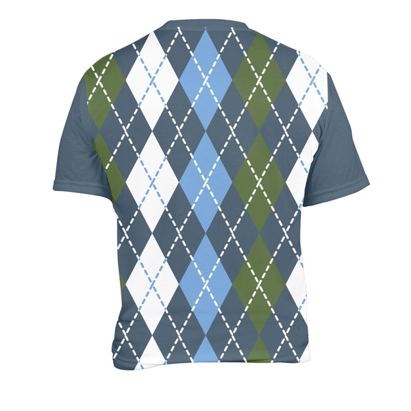 Blue Argyle Men's Crew Neck T Shirt Medium - Back